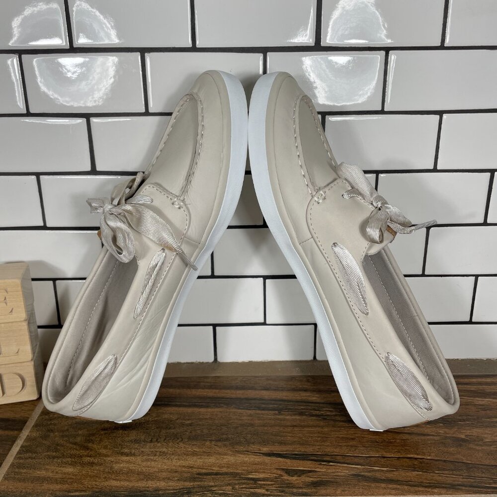 Sperry Top Sider Sailor Womens Size 12 Boat Shoes Ivory Nubuck Comfort Moc Toe - Picture 6 of 13